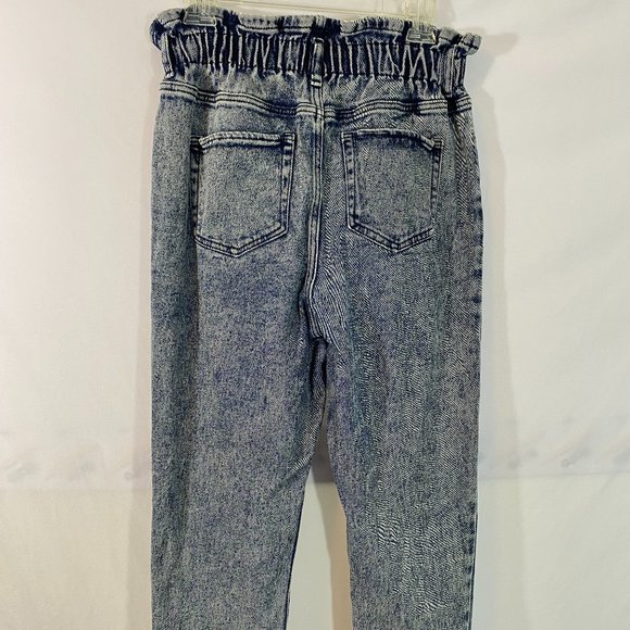 Wild Fable Ruffle Top Elastic Waist Blue Denim Jeans EUC Women's Size 8 - Picture 2 of 16